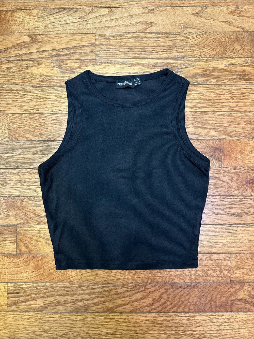 PrettyLittleThing Black Rib Racer Neck Tank - Picture 3 of 4